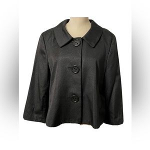 STYLE & CO Black Dressy Crop Coat Blazer Sparkly Shine Buttoned Pleated, 18